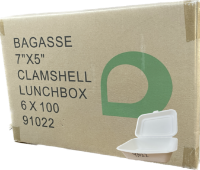 DISPO 7"x5" BAGASSE CLAMSHELL LUNCH BOX (600)