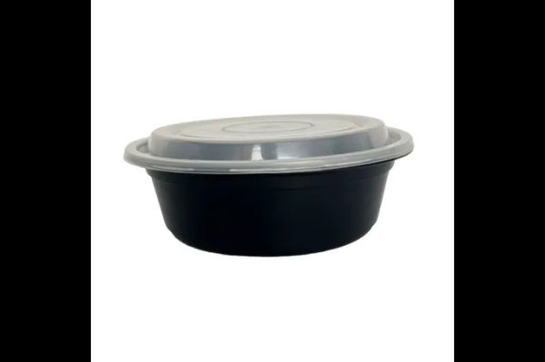 32oz Round Black Container & Lid (150)