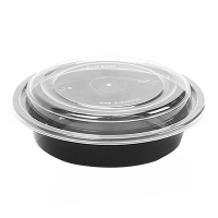 24oz Round Black Container & Lid (150)